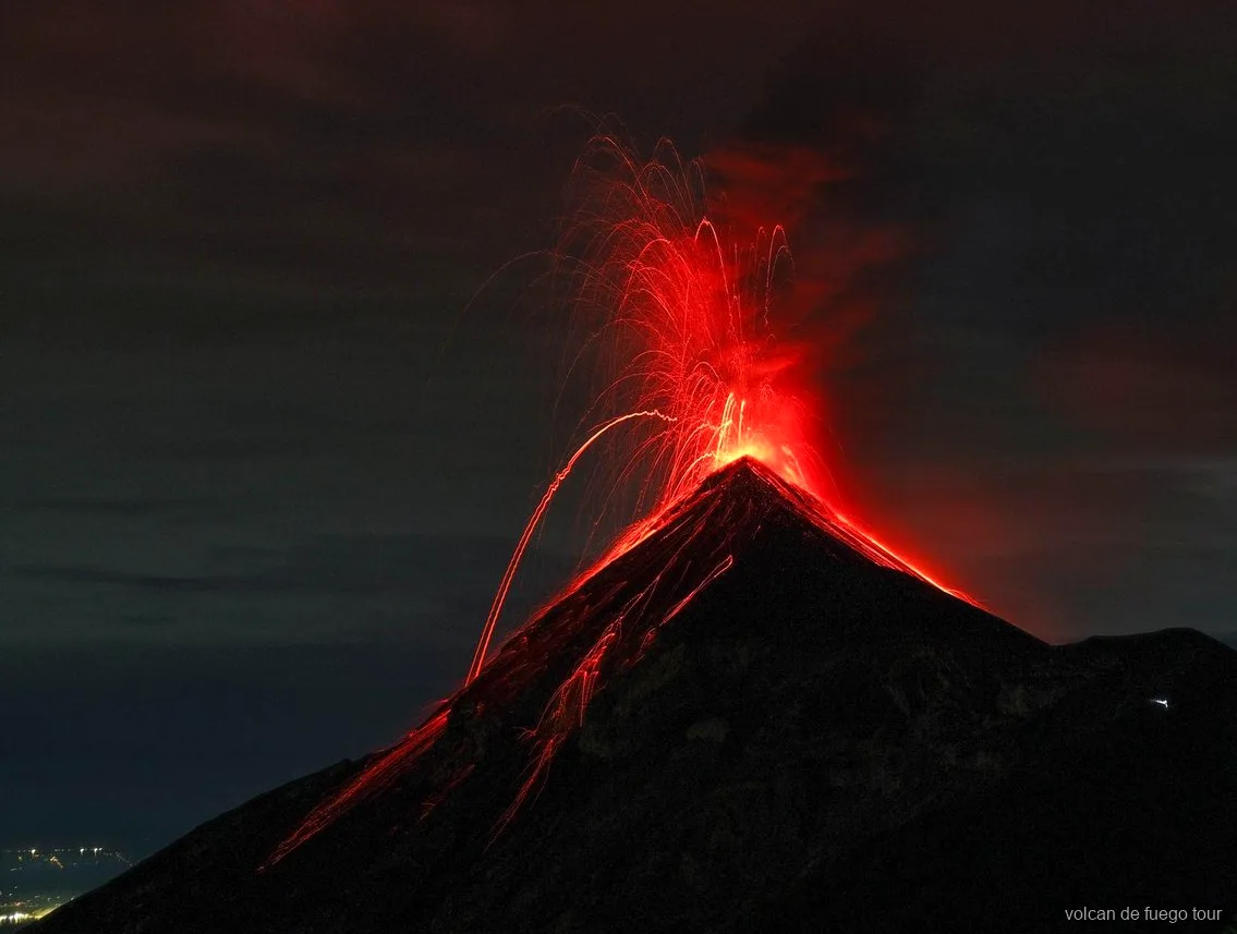 Sunrise over Agua, Pacaya, and Fuego on the private 4x4 volcano tour